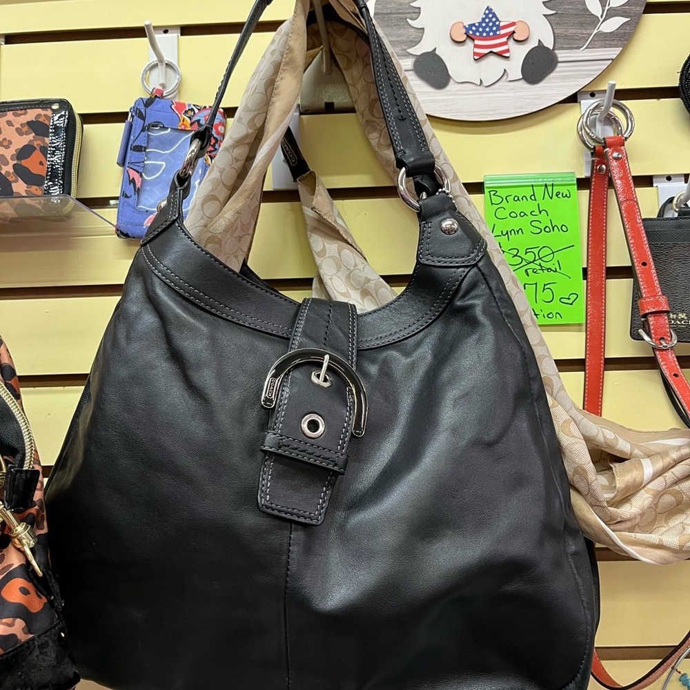 NWOT Coach Black Leather Lynn SoHo bag